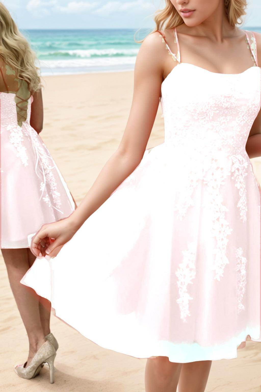 A-Line Knee Length Tulle Homecoming Dresses CS0521