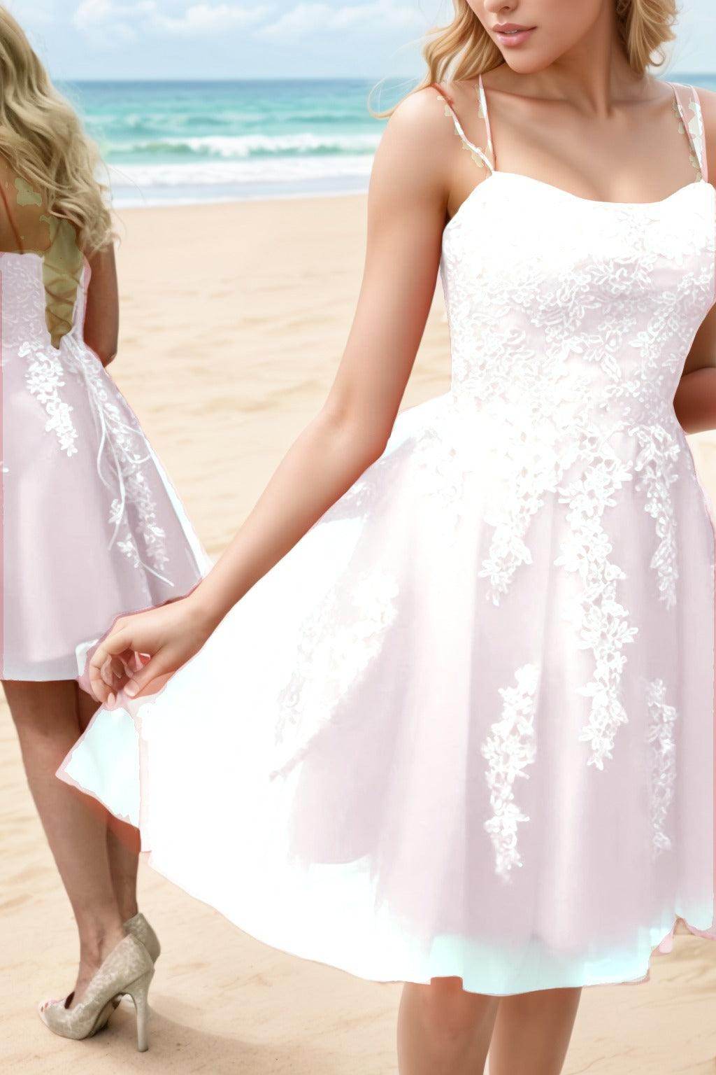 A-Line Knee Length Tulle Homecoming Dresses CS0521