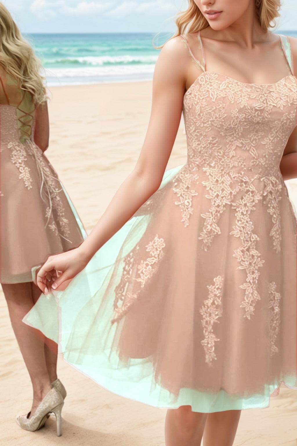 A-Line Knee Length Tulle Homecoming Dresses CS0521