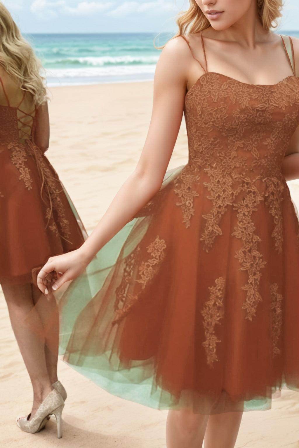 A-Line Knee Length Tulle Homecoming Dresses CS0521