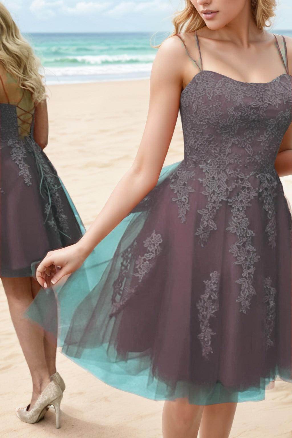A-Line Knee Length Tulle Homecoming Dresses CS0521