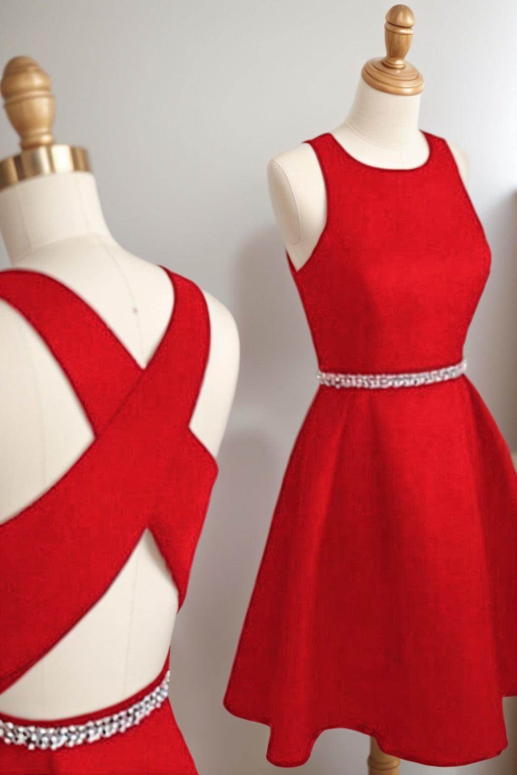 A-Line Tea Length Satin Homecoming Dresses CS0522
