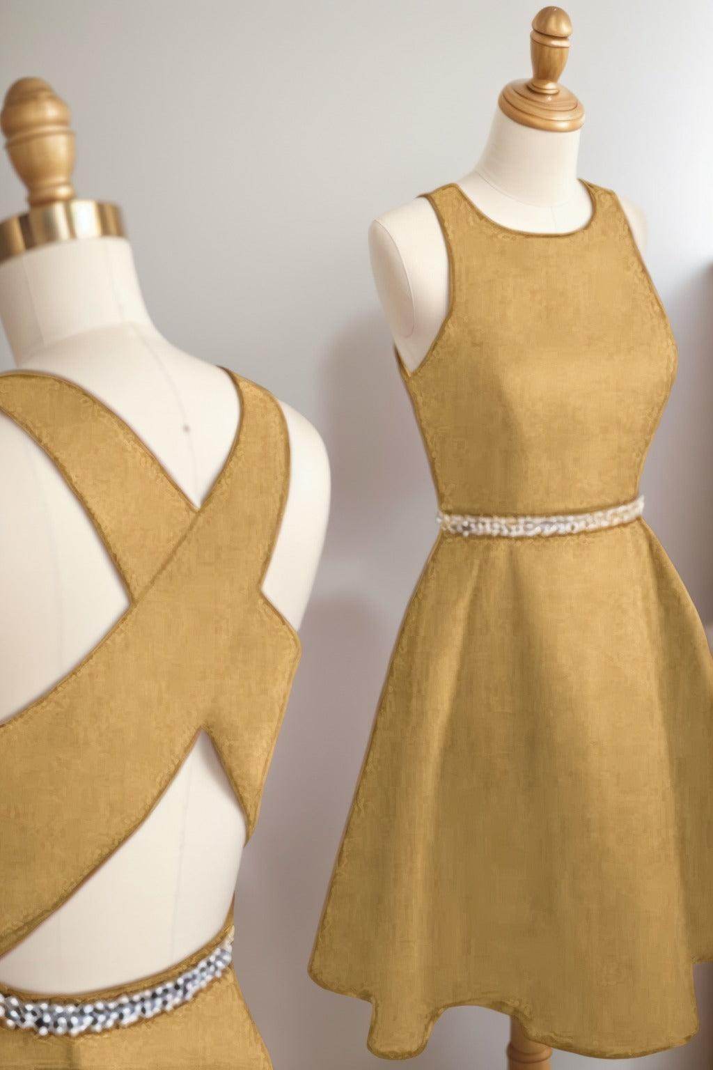 A-Line Tea Length Satin Homecoming Dresses CS0522