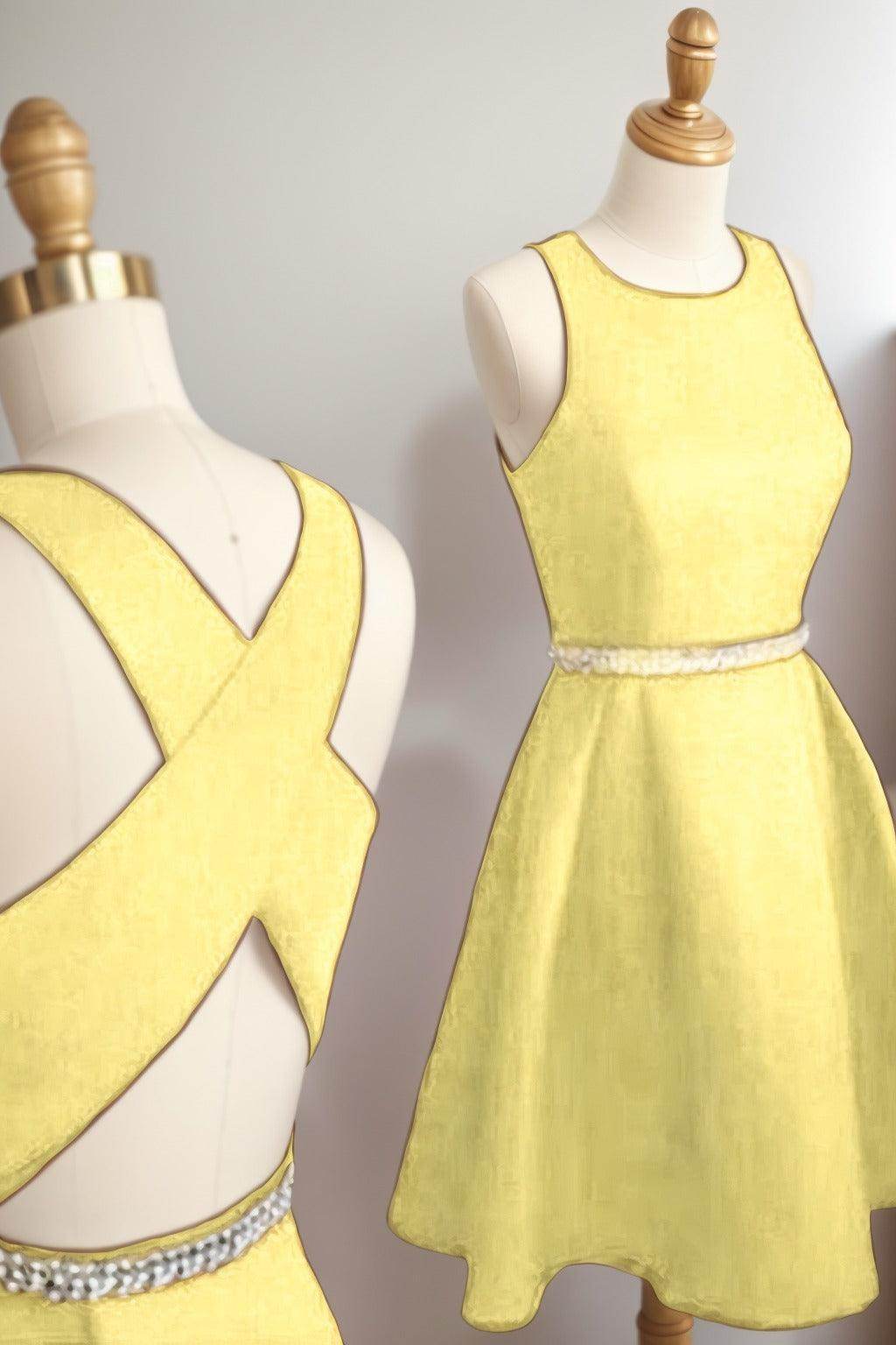 A-Line Tea Length Satin Homecoming Dresses CS0522