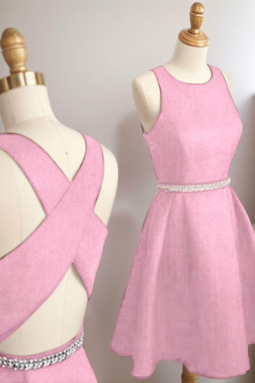 A-Line Tea Length Satin Homecoming Dresses CS0522