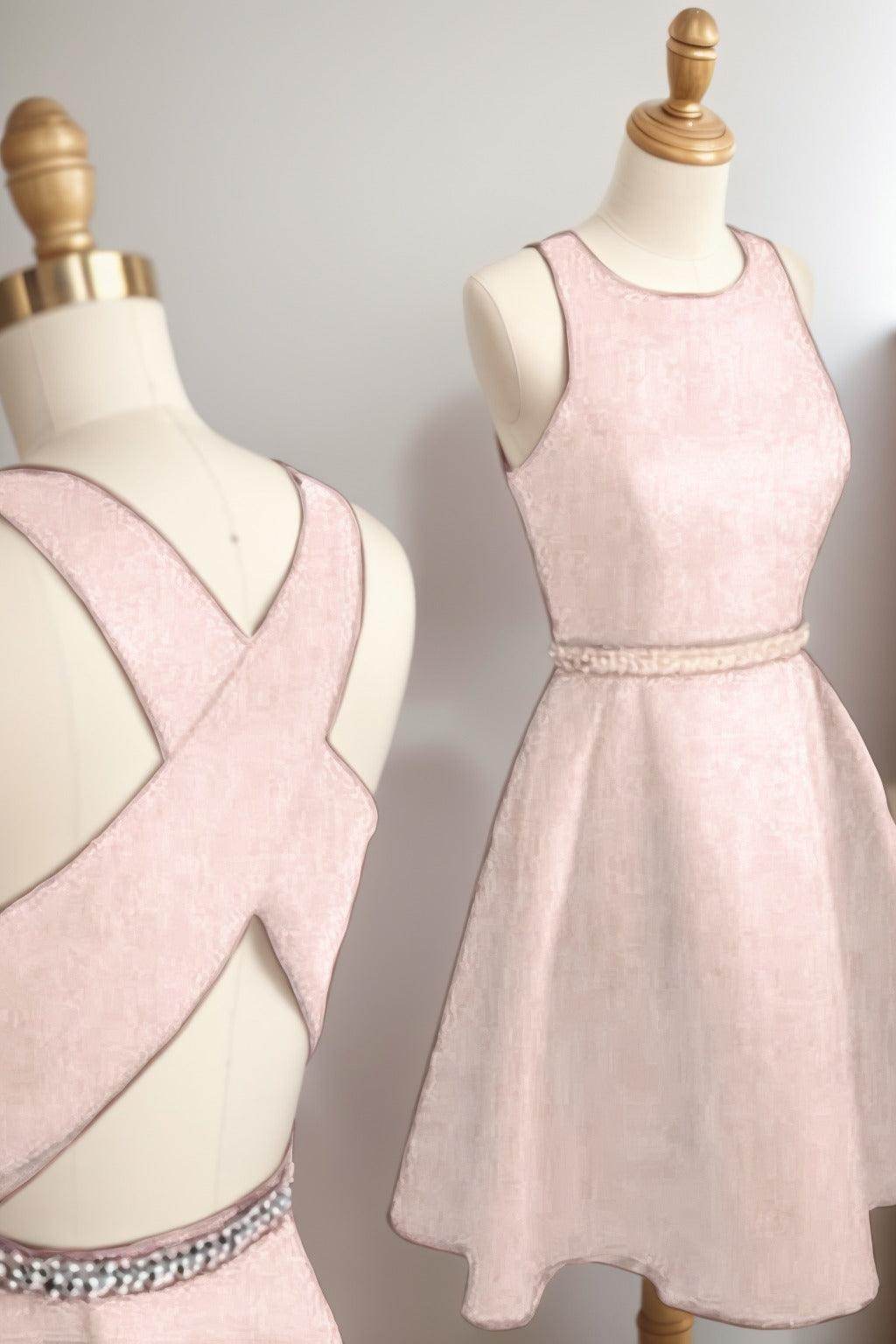A-Line Tea Length Satin Homecoming Dresses CS0522