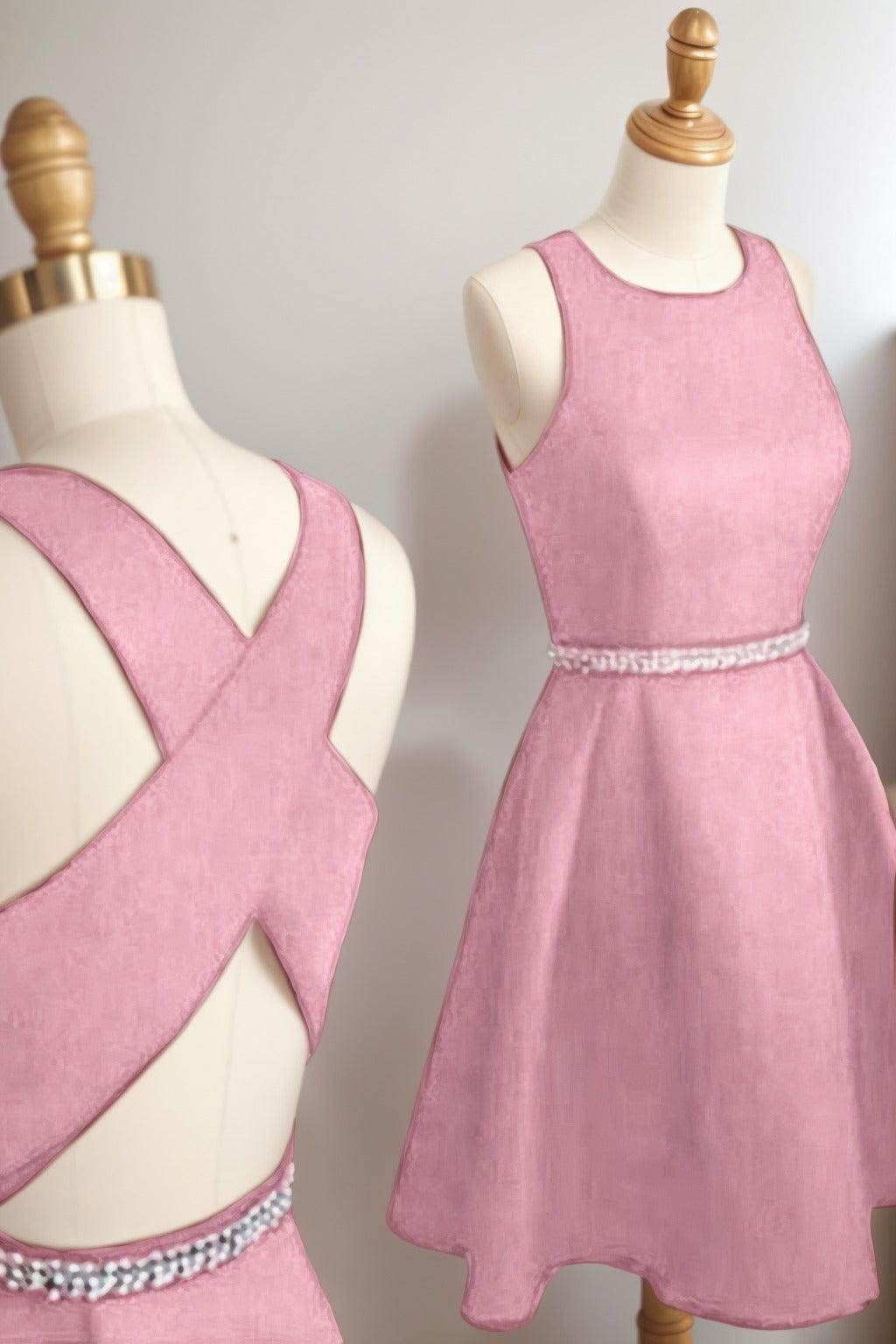 A-Line Tea Length Satin Homecoming Dresses CS0522