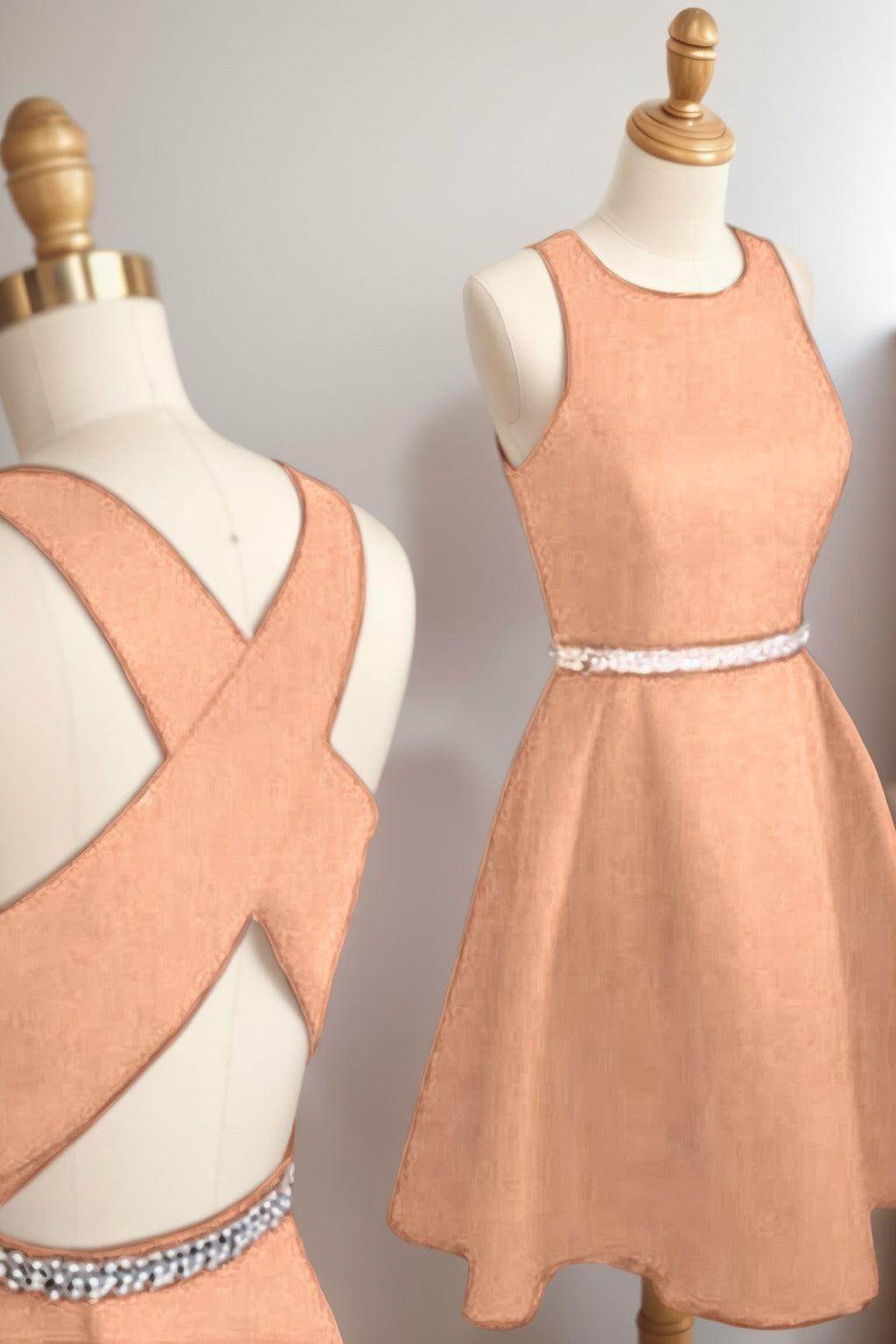 A-Line Tea Length Satin Homecoming Dresses CS0522
