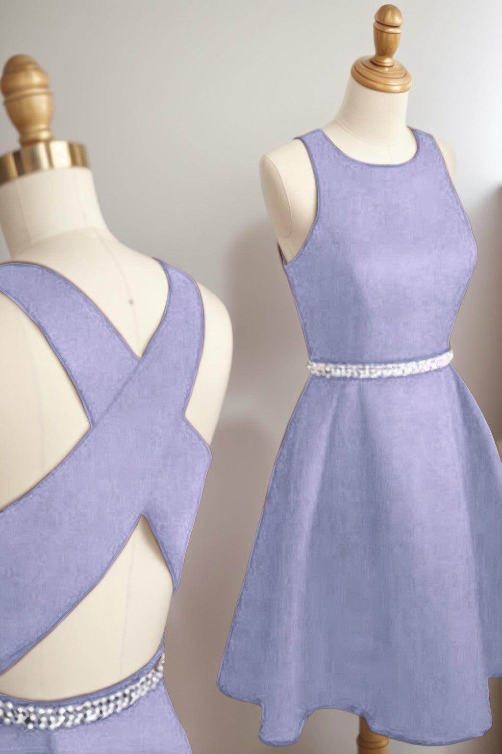 A-Line Tea Length Satin Homecoming Dresses CS0522