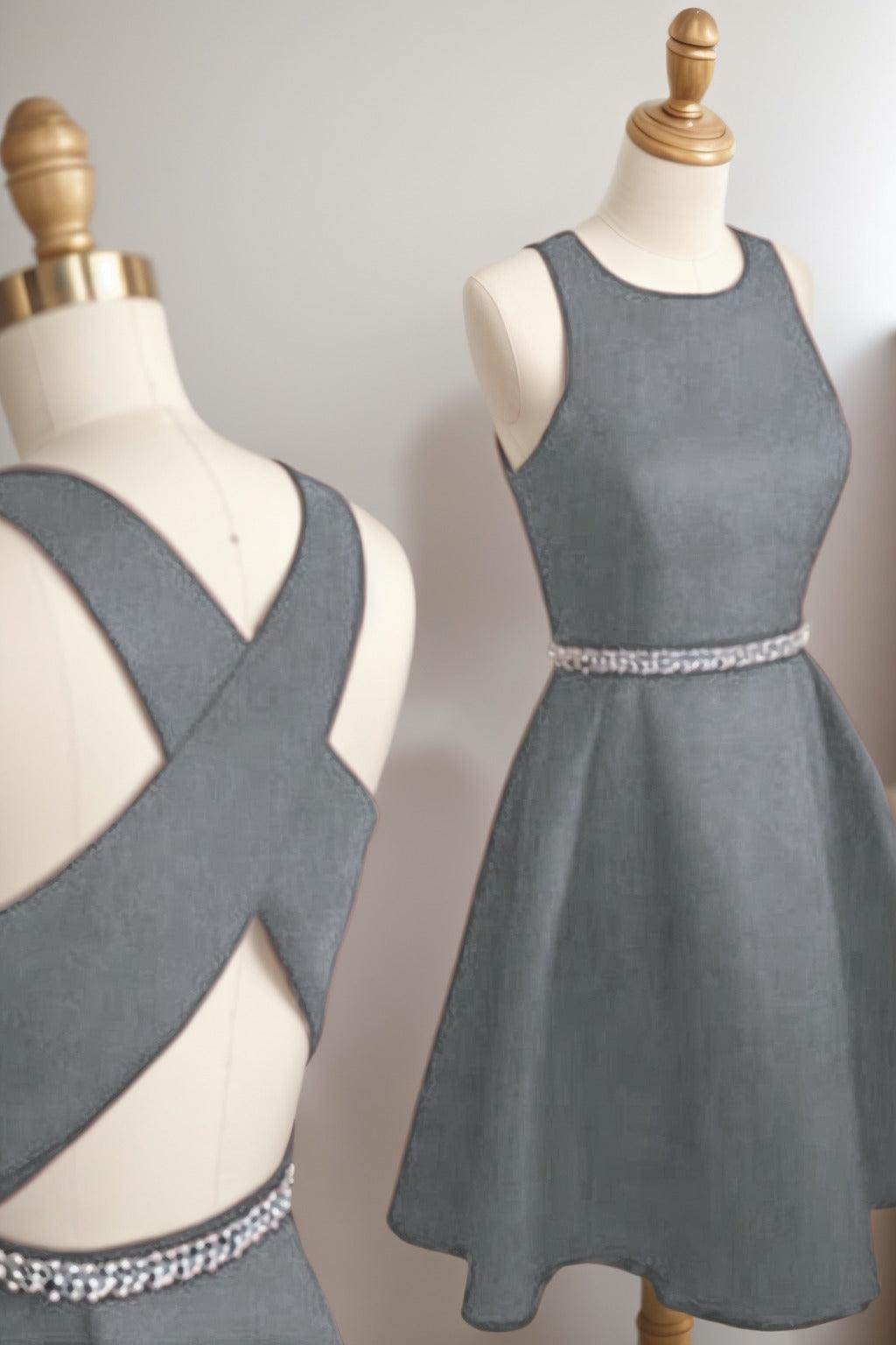 A-Line Tea Length Satin Homecoming Dresses CS0522