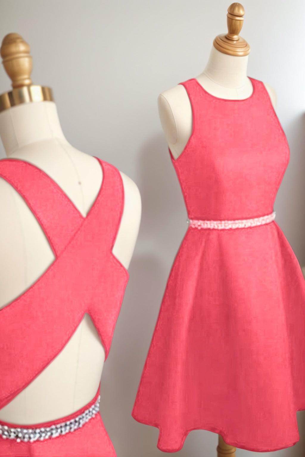 A-Line Tea Length Satin Homecoming Dresses CS0522