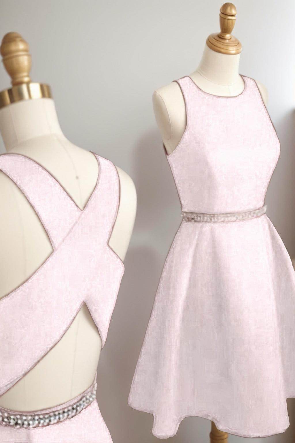 A-Line Tea Length Satin Homecoming Dresses CS0522
