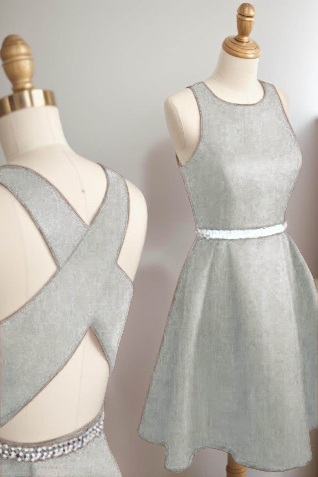 A-Line Tea Length Satin Homecoming Dresses CS0522
