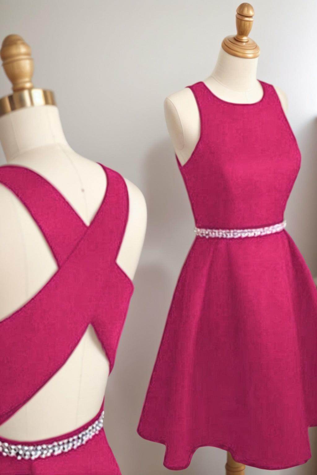 A-Line Tea Length Satin Homecoming Dresses CS0522