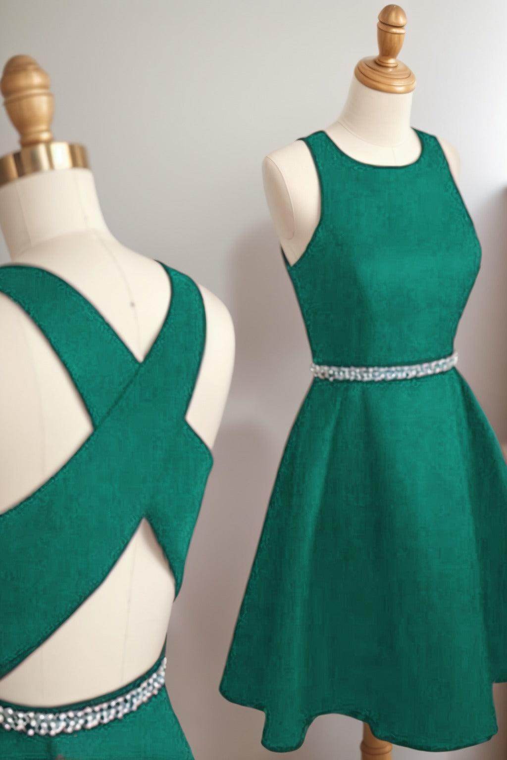 A-Line Tea Length Satin Homecoming Dresses CS0522