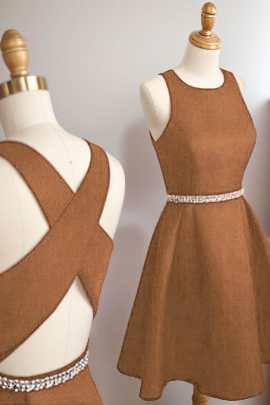 A-Line Tea Length Satin Homecoming Dresses CS0522