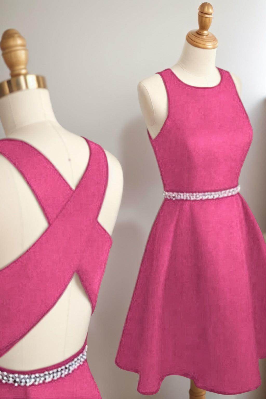 A-Line Tea Length Satin Homecoming Dresses CS0522