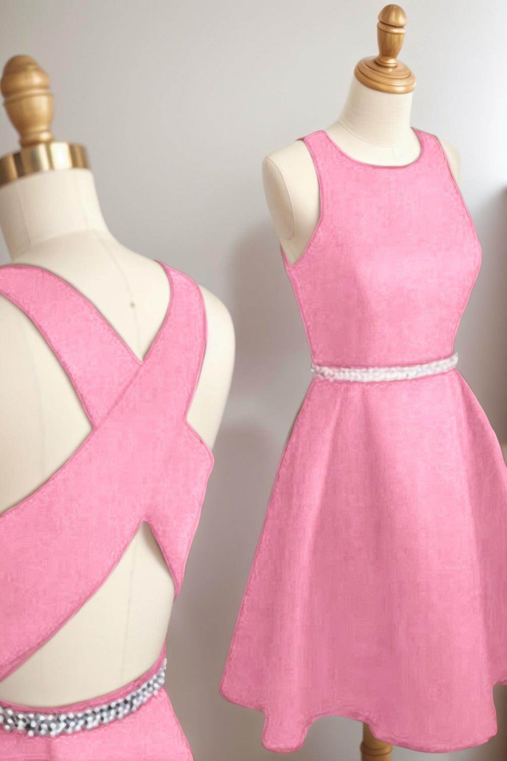 A-Line Tea Length Satin Homecoming Dresses CS0522