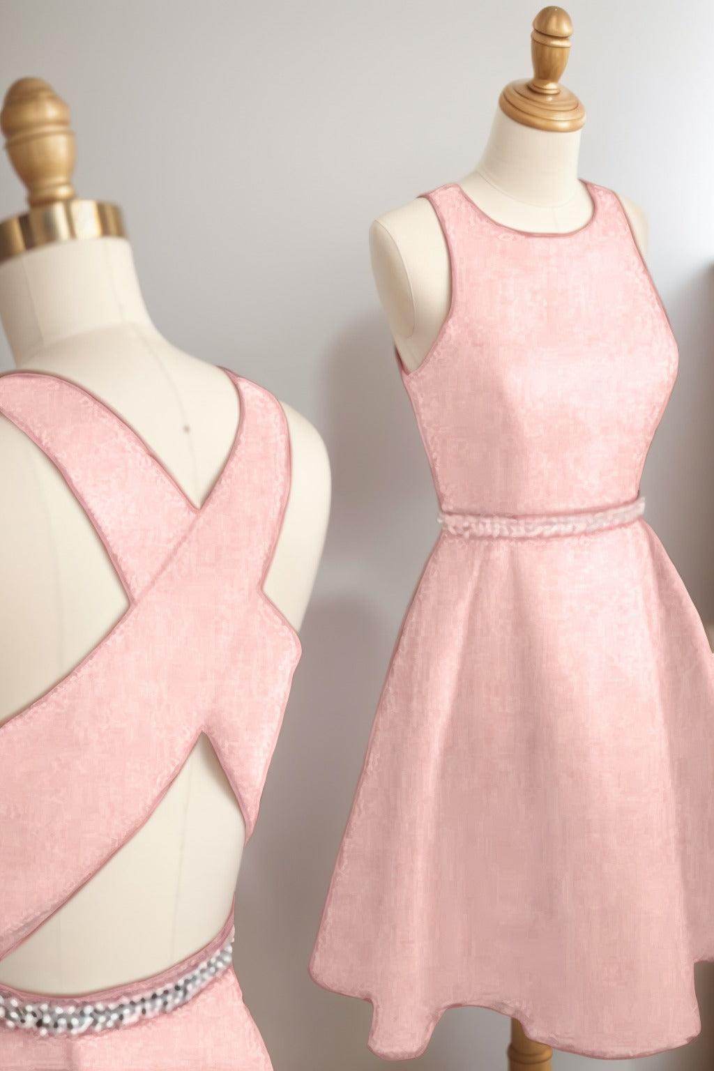A-Line Tea Length Satin Homecoming Dresses CS0522