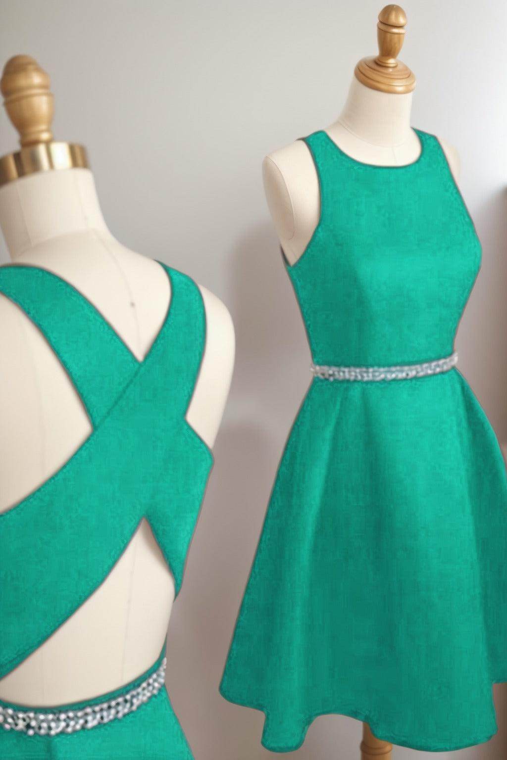 A-Line Tea Length Satin Homecoming Dresses CS0522