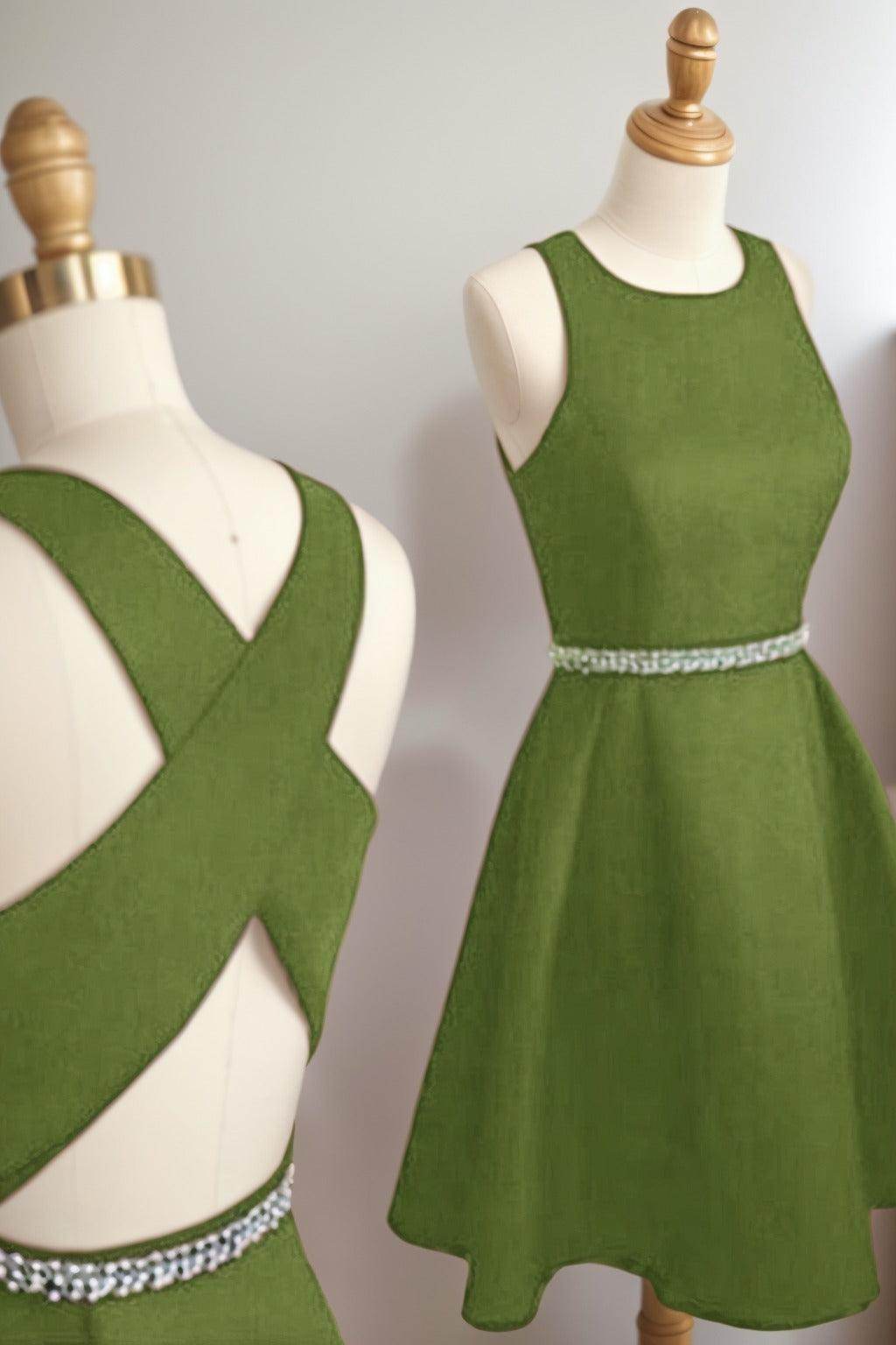 A-Line Tea Length Satin Homecoming Dresses CS0522
