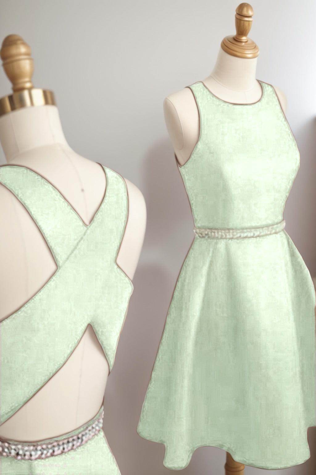 A-Line Tea Length Satin Homecoming Dresses CS0522