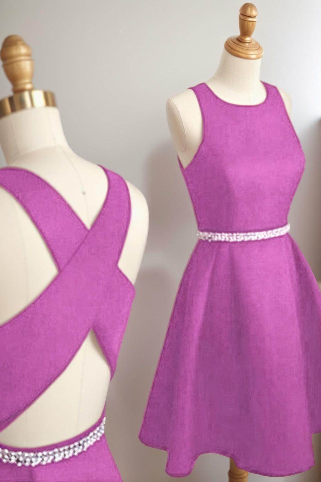 A-Line Tea Length Satin Homecoming Dresses CS0522