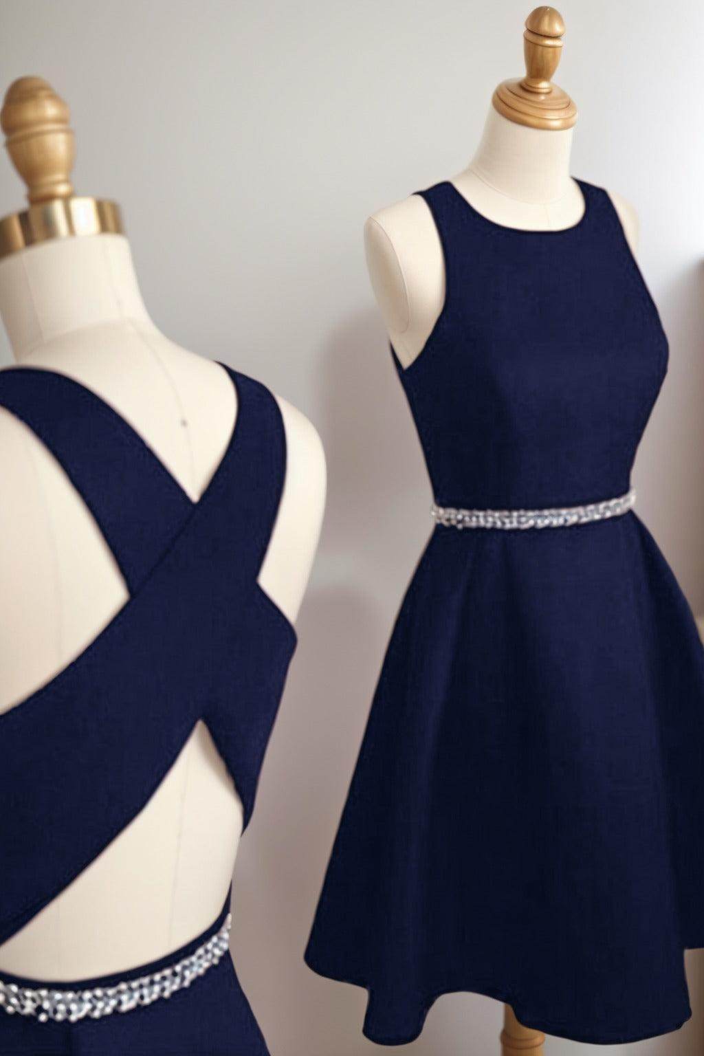 A-Line Tea Length Satin Homecoming Dresses CS0522