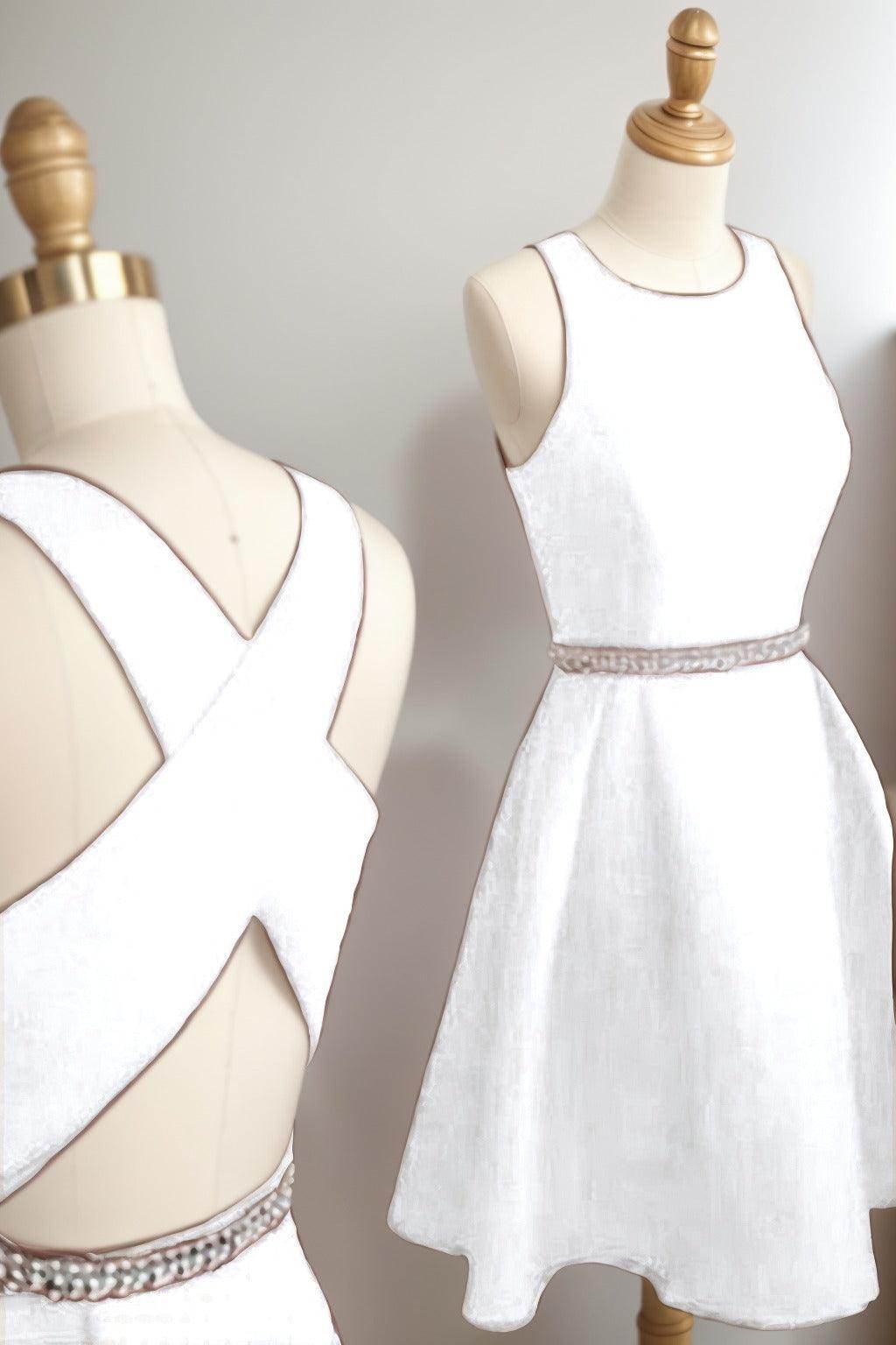A-Line Tea Length Satin Homecoming Dresses CS0522