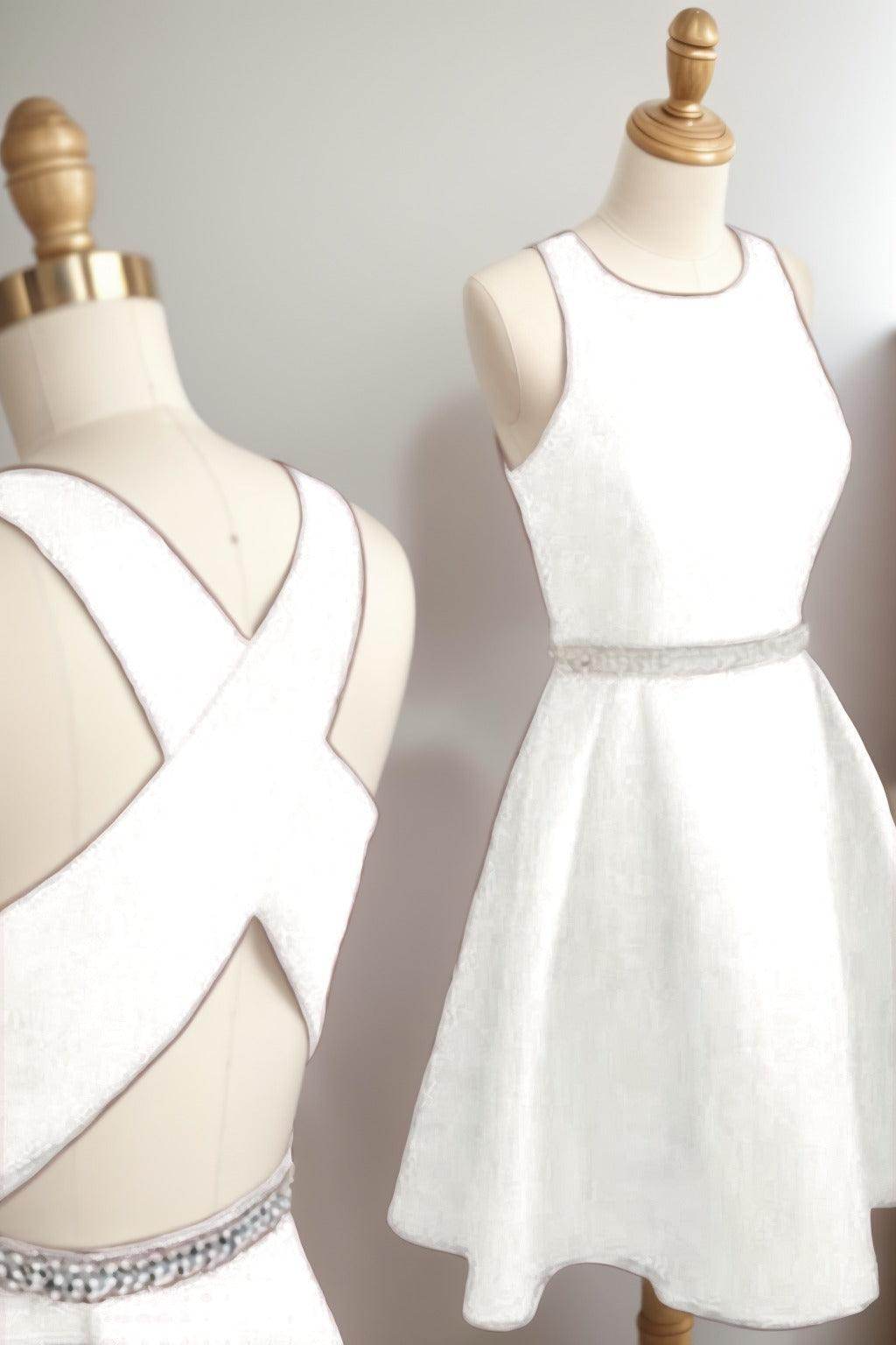 A-Line Tea Length Satin Homecoming Dresses CS0522