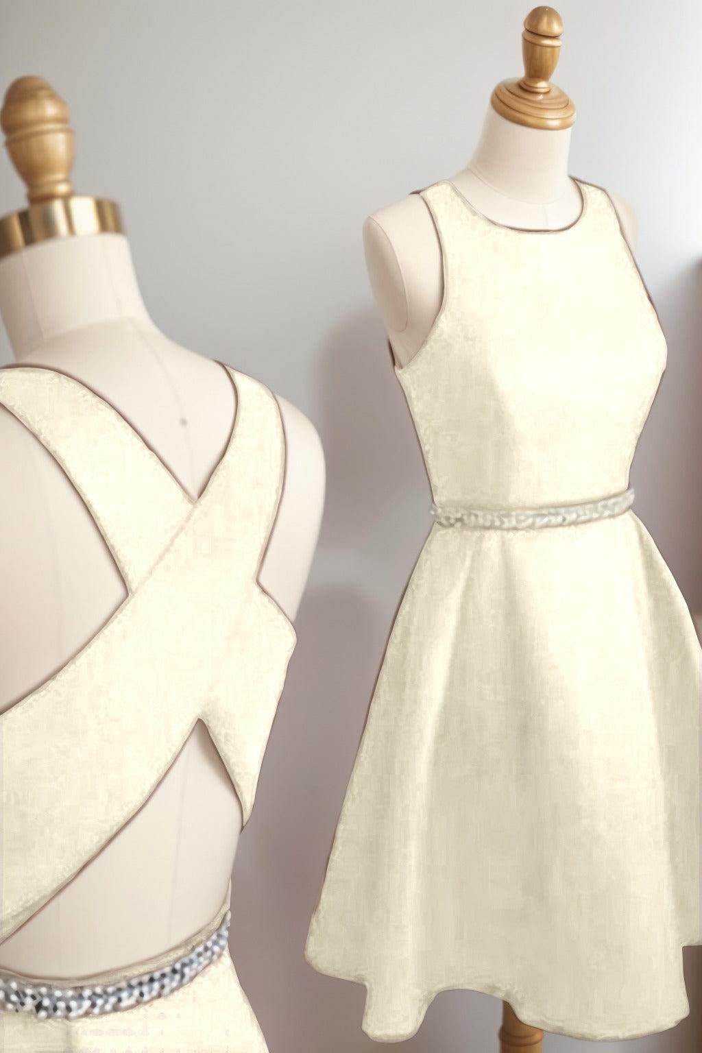 A-Line Tea Length Satin Homecoming Dresses CS0522