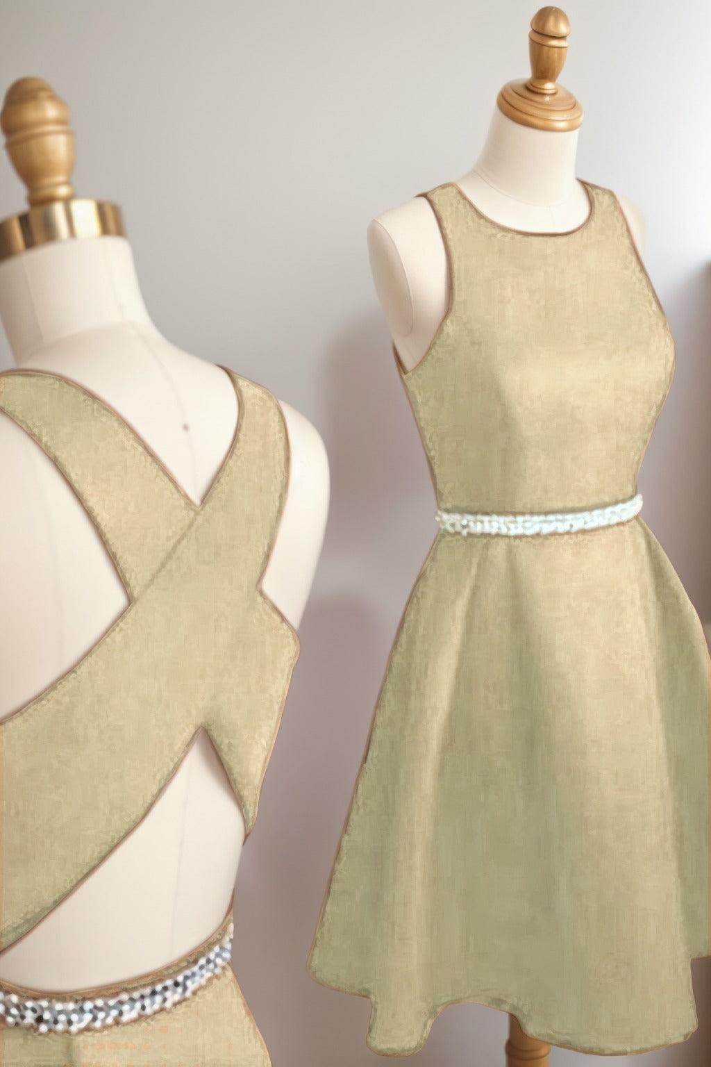 A-Line Tea Length Satin Homecoming Dresses CS0522