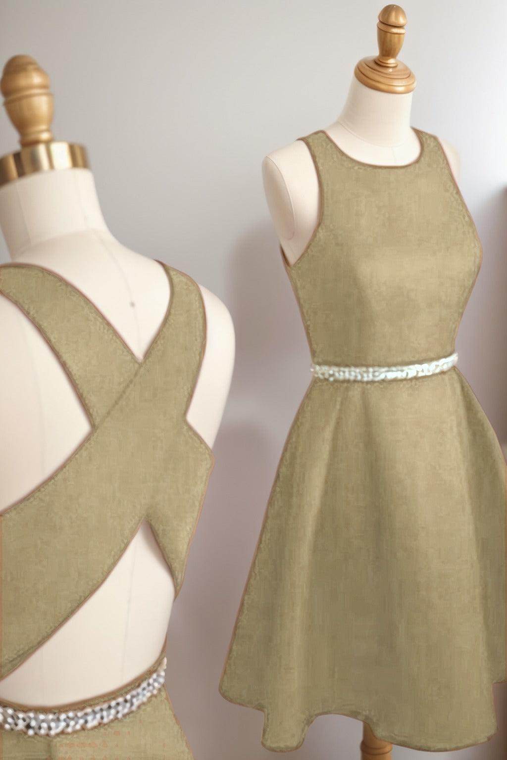 A-Line Tea Length Satin Homecoming Dresses CS0522