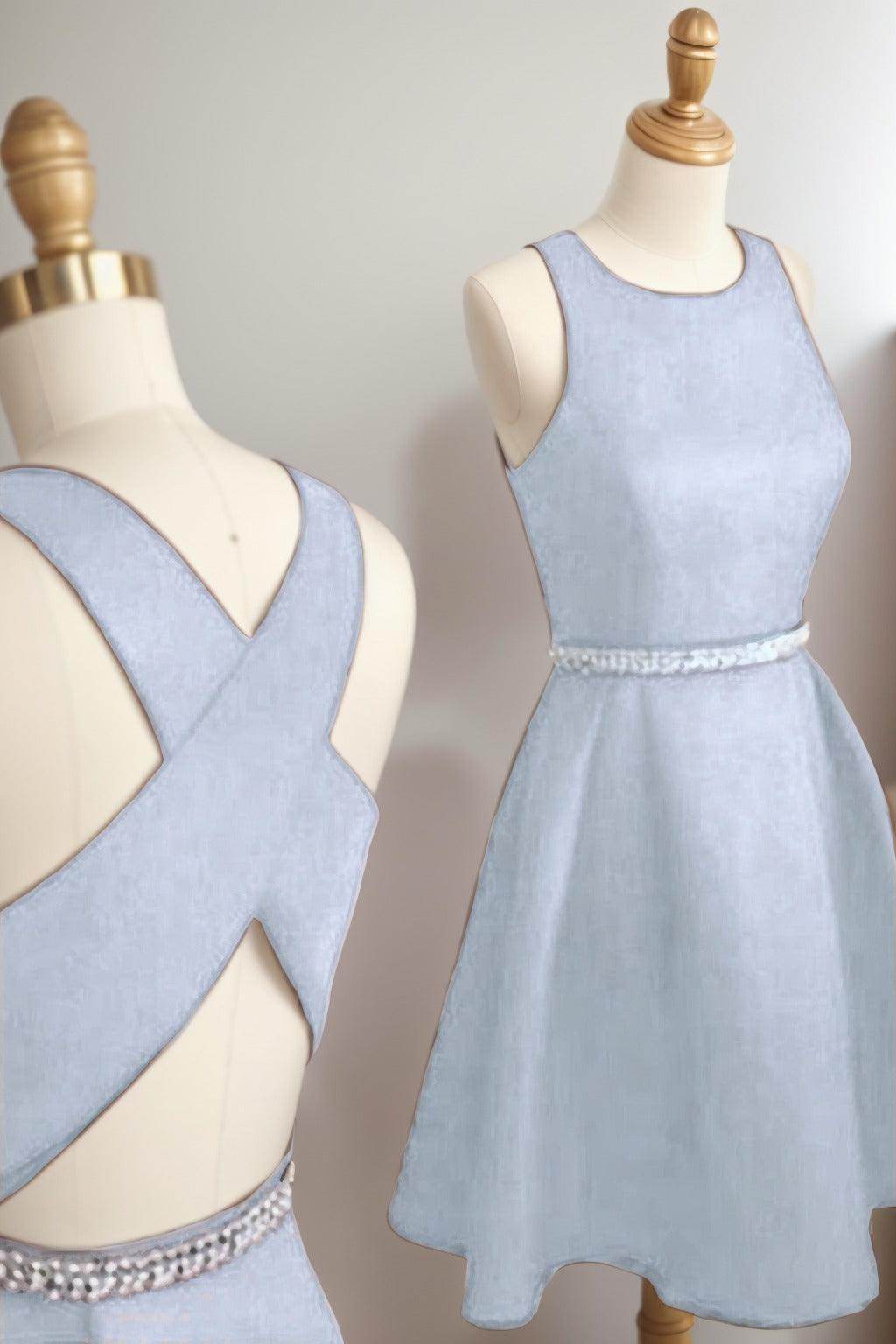 A-Line Tea Length Satin Homecoming Dresses CS0522