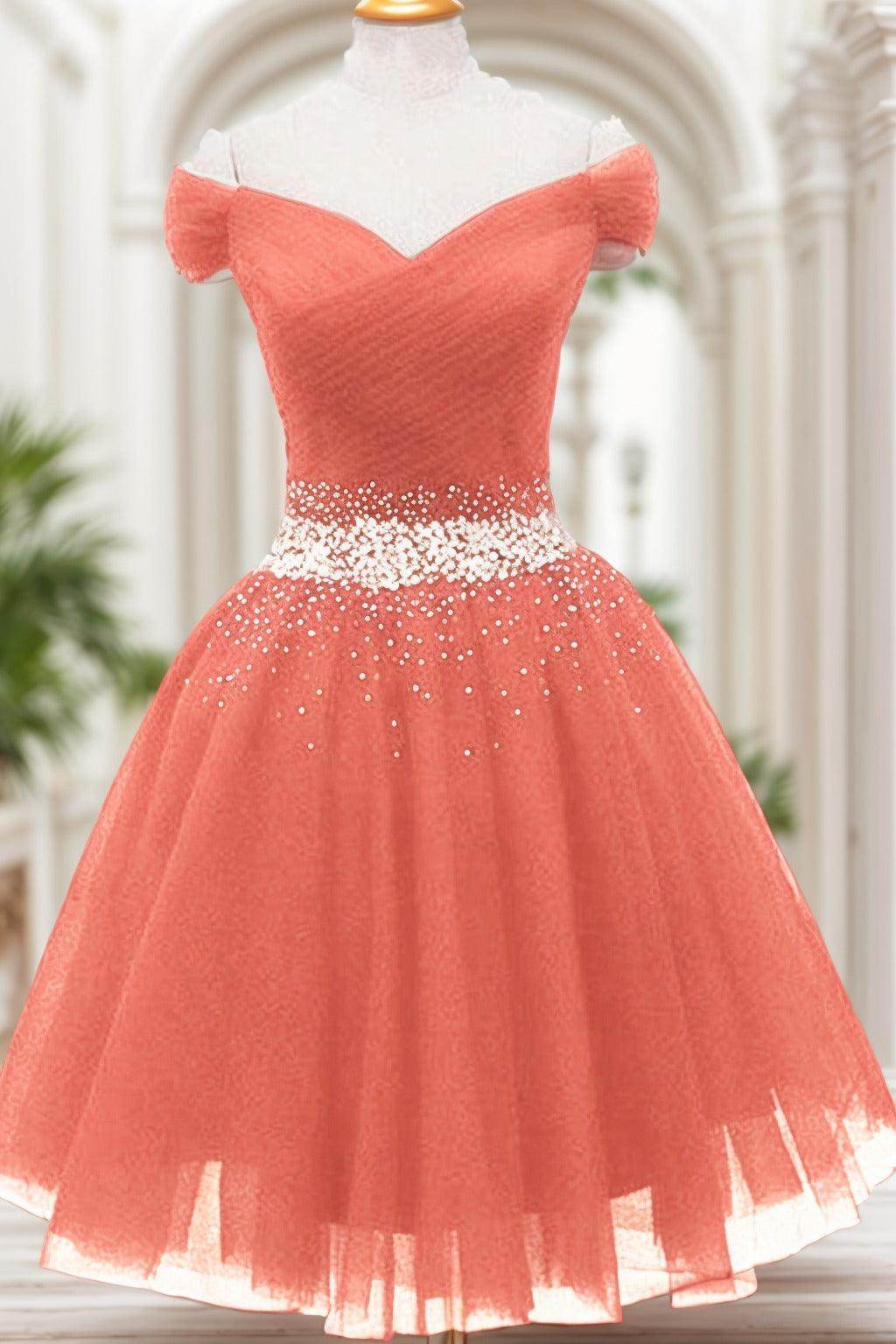 A-Line Knee Length Tulle Homecoming Dresses CS0524