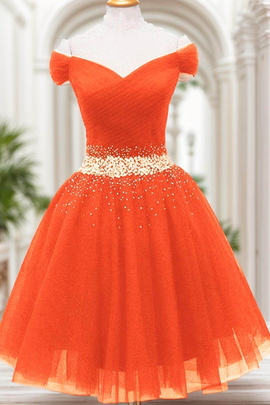 A-Line Knee Length Tulle Homecoming Dresses CS0524