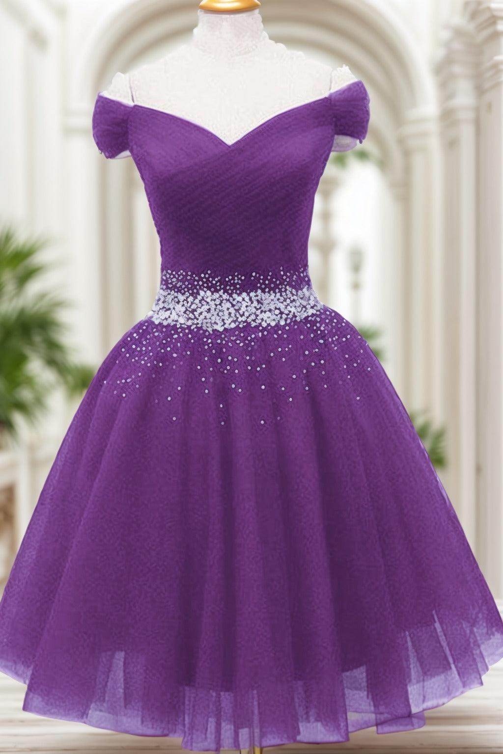 A-Line Knee Length Tulle Homecoming Dresses CS0524