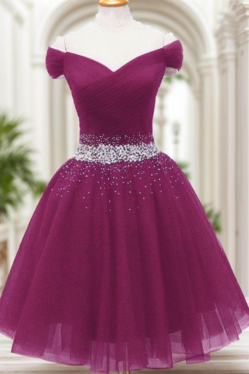 A-Line Knee Length Tulle Homecoming Dresses CS0524