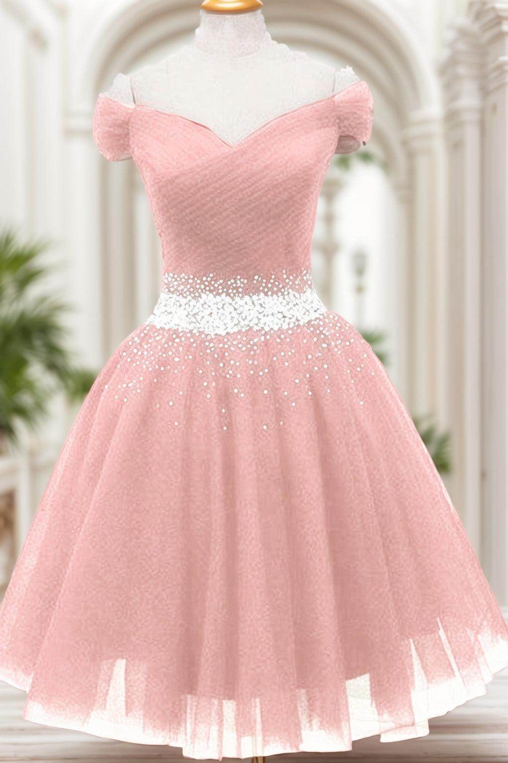 A-Line Knee Length Tulle Homecoming Dresses CS0524