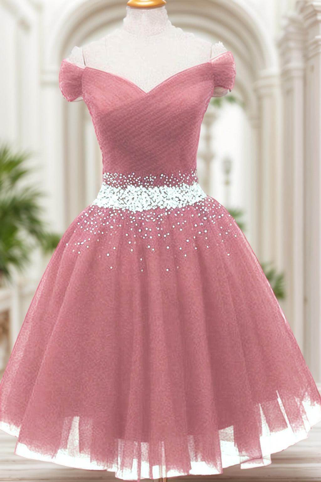 A-Line Knee Length Tulle Homecoming Dresses CS0524