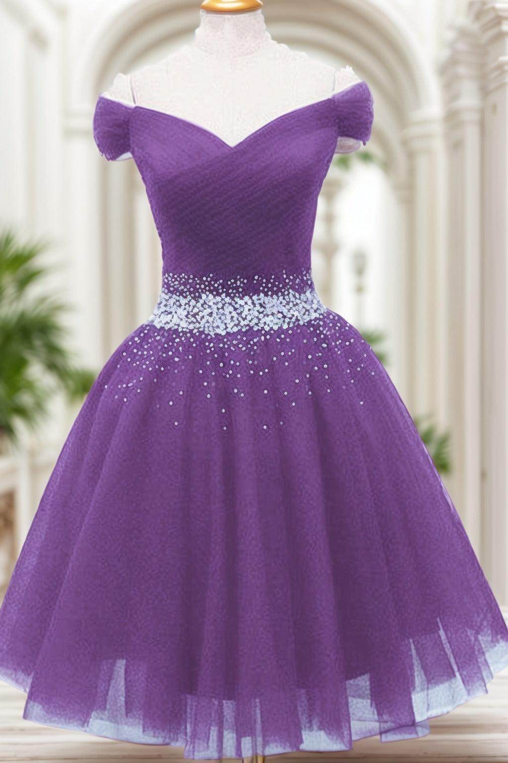 A-Line Knee Length Tulle Homecoming Dresses CS0524