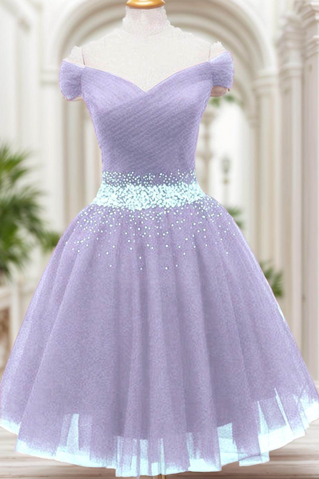 A-Line Knee Length Tulle Homecoming Dresses CS0524