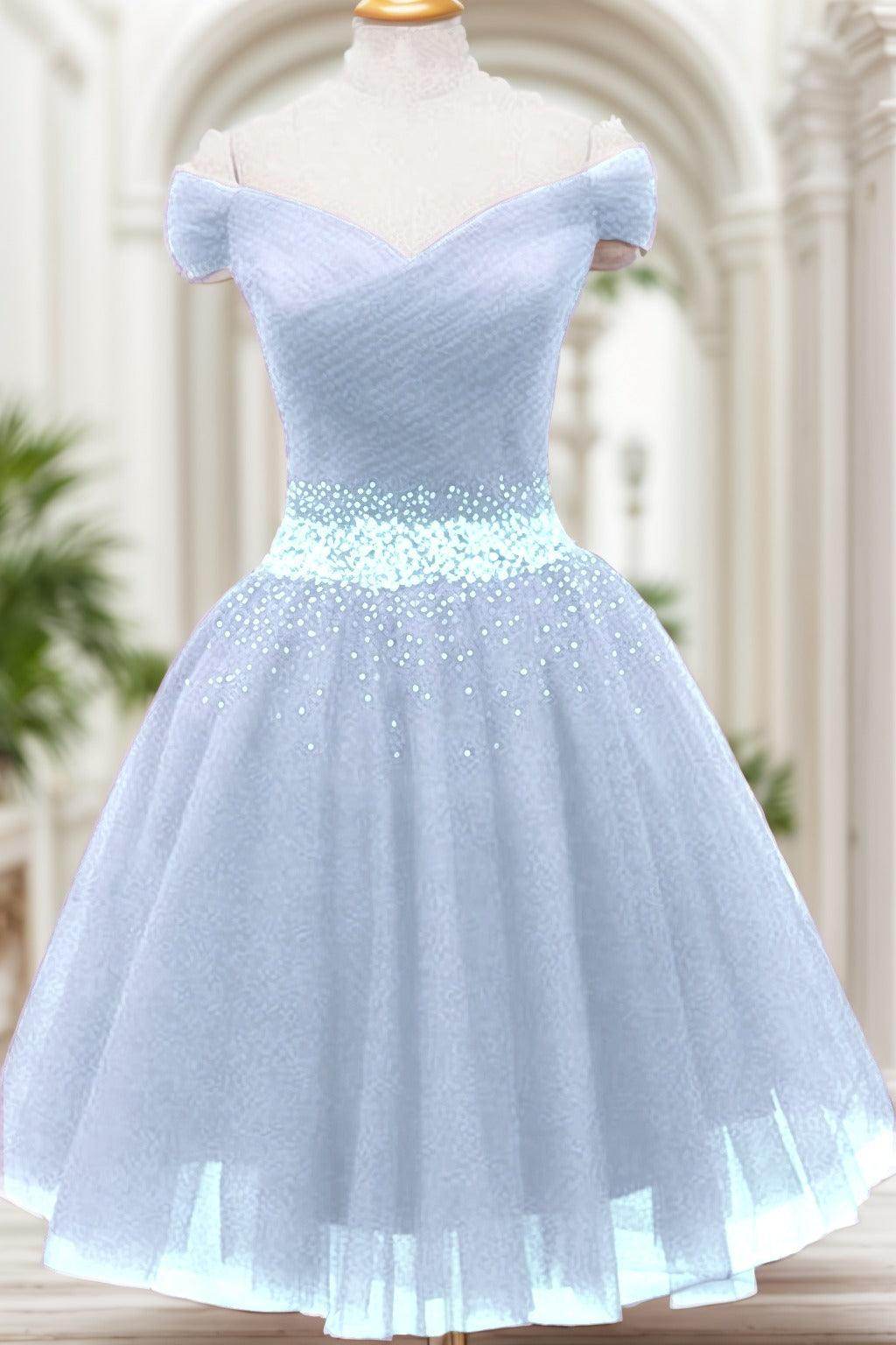 A-Line Knee Length Tulle Homecoming Dresses CS0524