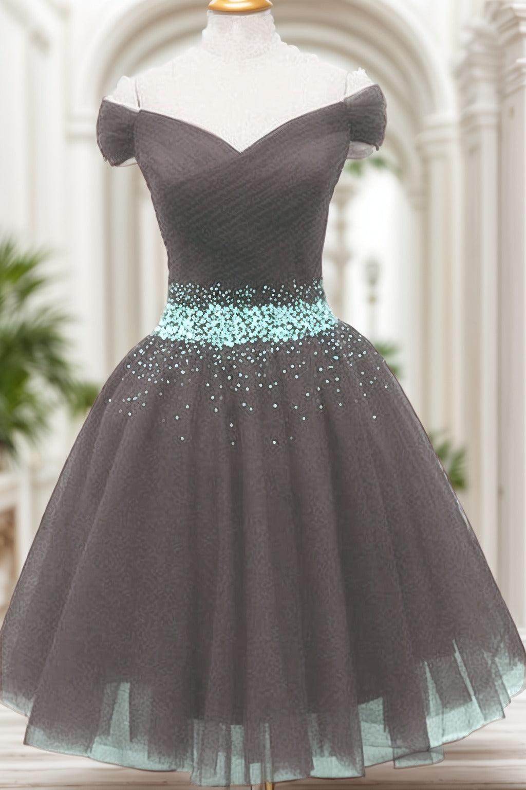 A-Line Knee Length Tulle Homecoming Dresses CS0524