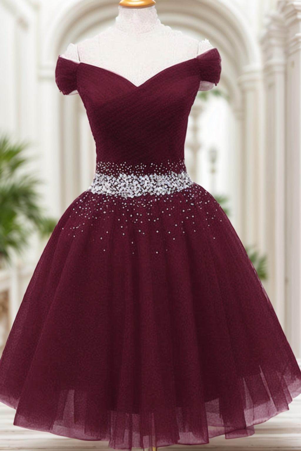 A-Line Knee Length Tulle Homecoming Dresses CS0524