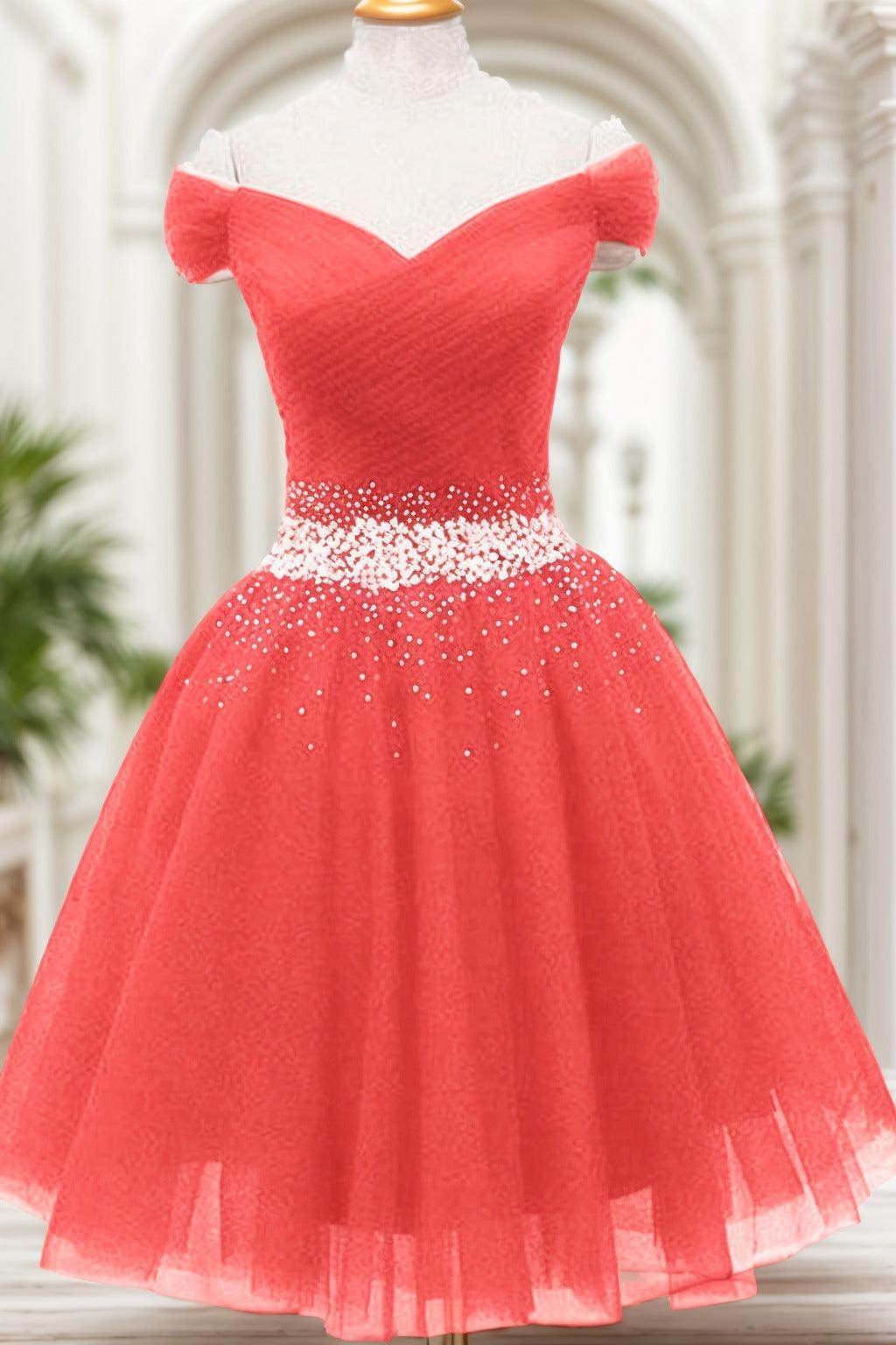 A-Line Knee Length Tulle Homecoming Dresses CS0524