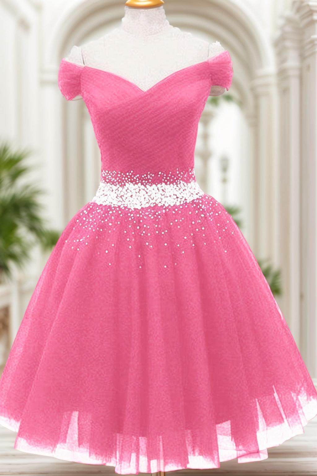 A-Line Knee Length Tulle Homecoming Dresses CS0524