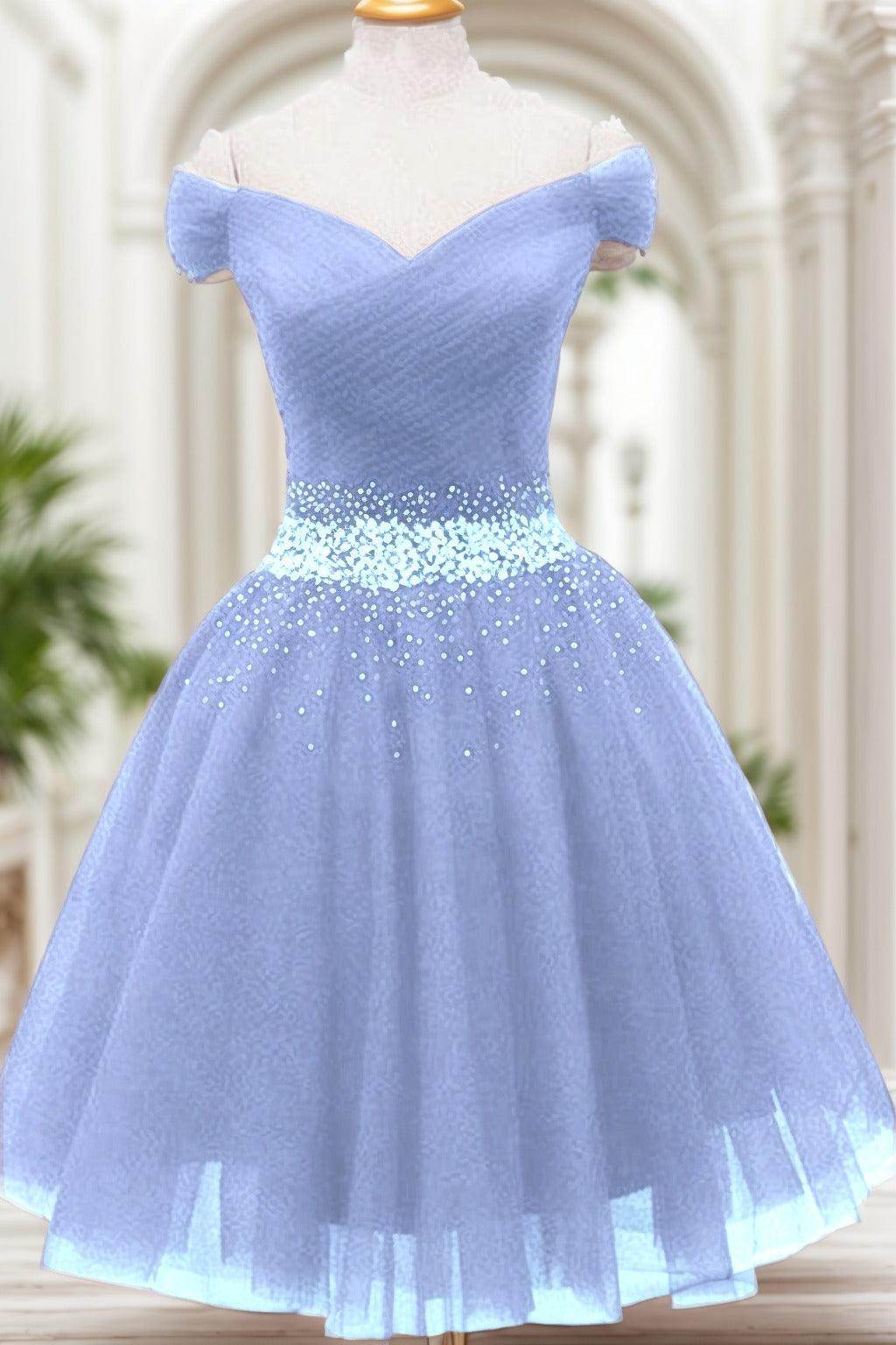A-Line Knee Length Tulle Homecoming Dresses CS0524