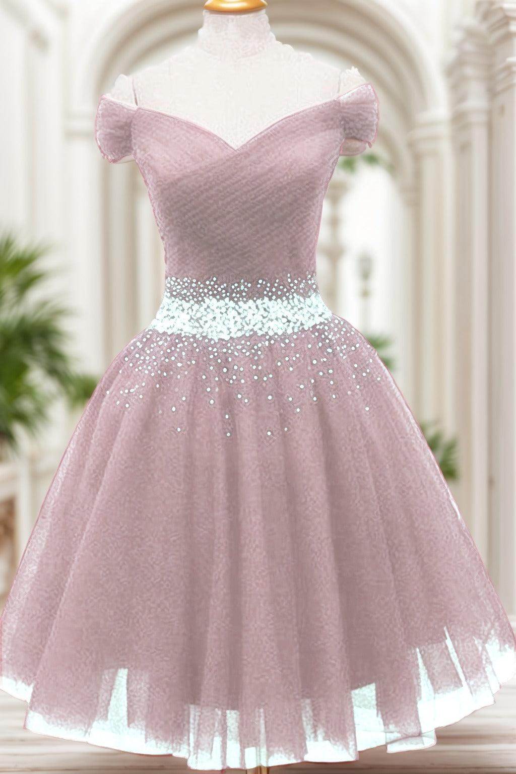 A-Line Knee Length Tulle Homecoming Dresses CS0524