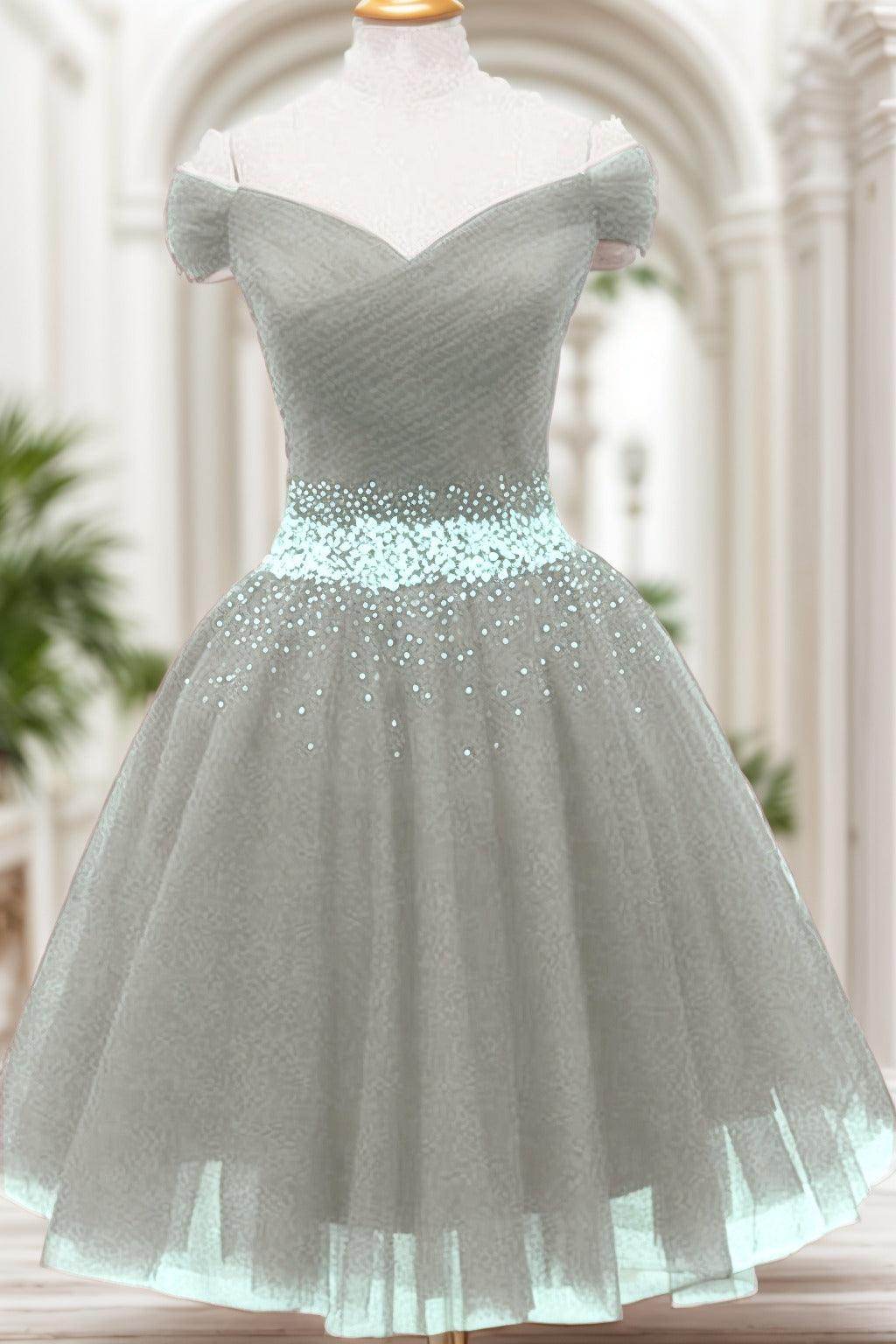 A-Line Knee Length Tulle Homecoming Dresses CS0524